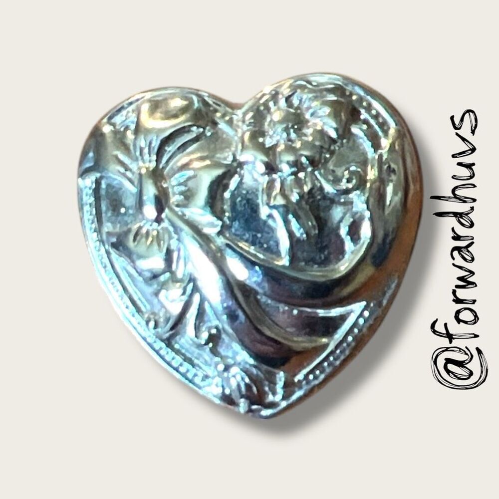 Bundle Sale 3 for $15 | Plastic Heart-Shaped Pin with Embossed Floral Design